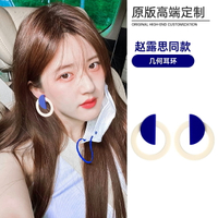 趙露思同款拼色小眾獨特耳環設計高級感輕奢耳釘夏天新款耳飾