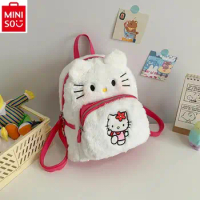 MINISO Sanrio 2024 New Cartoon Hello Kitty Student Plush Bag Children's Backpack Birthday Gift