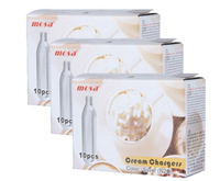 Mosa 奶油槍專用氣彈 N2O 單顆可製成 1罐 0.25 L 奶油 1盒 / 10顆入 3盒特惠組