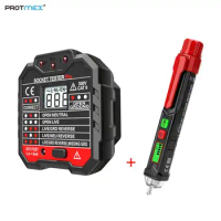 Protmex Voltage Tester Non-Contact with LED Flashlight + Outlet Tester Power Socket Voltage Detector Wall Plug Breaker Finder