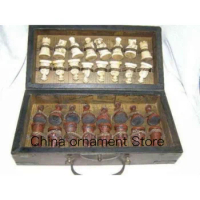 Folding Vintage International Chess Set Board Game Wooden 32 Pieces Chess Pieces the Collection Box