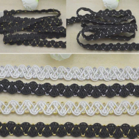 20M Black White Curve Lace Trim Gold Silver Wire Centipede Braided Ribbon For Costume Decoration Accessories DIY Sewing Supplies