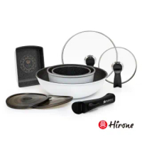 【日本HIRONE】日炊陶鑽-IH鑽石積木鍋不沾鍋具9件組(可拆卸手把/30炒鍋/湯鍋/玉子燒鍋/電磁爐適用)