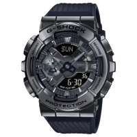 【CASIO 卡西歐】G-SHOCK 強悍金屬黑 耐衝擊雙顯腕錶 48.8mm(GM-110BB-1A)