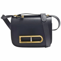 【DELVAUX】經典The Lingot系列D型扣環牛皮肩背包(黑色AA0574BJF0-99ZDG-BLK)