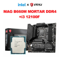 Intel Core i3 12100F CPU Processor + MSI New MAG B660M MORTAR DDR4 Motherboard Bit i3 12100F 3.3GHz Quad-Core 8-Thread LGA 1700