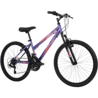 Mountain bike，with a gloss purple hardtail frame and 21 speeds to conquer the trails，24"X1.95" knobby tires tear into dirt bike