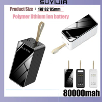 The latest self-wiring 80000mah large capacity super fast charging power bank is suitable for all mobile phones with LED lights