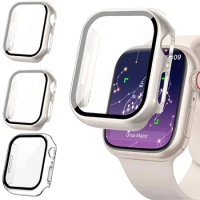 Tempered Glass+cover For Apple Watch Accessories 45mm 41mm 44mm 40-42mm Screen Protector smart watch Case series 9 8 7 4 5 6 SE
