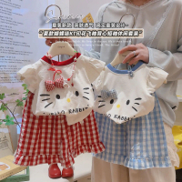 2025 New Girls' Summer Two-Piece Set with Flutter Sleeves, Baby Short Sleeve Comfortable Fashionable