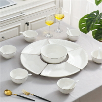 創意家用盤子網紅菜盤湯碗餐具套裝過年團圓陶瓷拼盤組合北歐ins