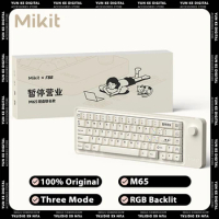 Mikit M65 Mechanical Keyboard Multifunctional Knob Tri Mode RGB Gaming Keyboard Gasket Ergonomics Office PC Gamer Accessories