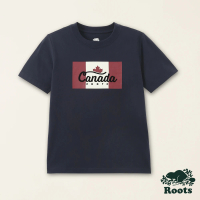 【Roots】Roots大童-加拿大日系列 加拿大國旗有機棉短袖T恤(軍藍色)