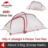 Naturehike New Hiby 3 Camping Tent 3-4 Person Ultralight Outdoor Family Travel Tent 20D Double Layer Waterproof Hiking Equipment