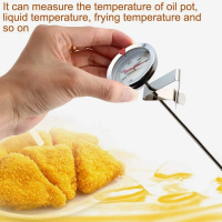 Stainless Steel  Frying Pan Thermometer Sugar Oil Thermometer With Fixed Clip