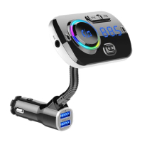 Bluetooth FM Transmitter BC49AQ for Car, 7 Color LED Car Adapter with QC3.0 Charging, Siri Google Assistant, USB Flash Drive,