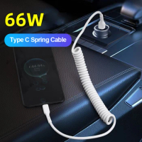 66W 65W 6A Super Charger Cable Spring USB Type C Cable Fast Charge Data Cord for Xiaomi Poco X3 NFC Mi 11 9 Samsung Huawei OPPO
