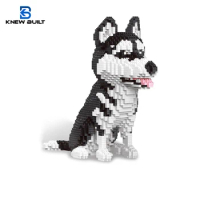 KNEW BUILT Siberian Husky Dog Model Micro Mini Building Blocks Set Educational Recreation Toys Pet Lover Gift Decoration Bricks