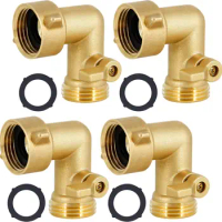 1000sets 90 Degree Garden Hose Adapter with Shut Off Valves 3/4" GHT Solid Brass Garden Hose Elbow Connector with Washers Pack