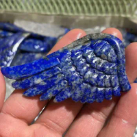 Natural lapis lazuli hand carved wings decorated with lapis lazuli crystal sculpture