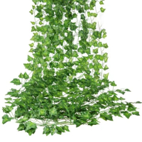 12 Packs of Artificial Ivy Leaf Plant Vine Hanging Wreath Fake Bougainvillea Home Garden Office Wall Decoration Green