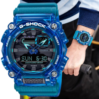 CASIO卡西歐 G-SHOCK 舞池音浪 幻象色彩 半透明雙顯錶GA-900SKL-2A 藍