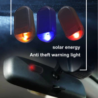Universal Car Fake Solar Power Alarm Lamp Security System Warning Theft  Flash Blinking Car Anti-Theft Caution LED Light Red/Blue
