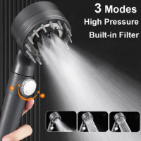 3 Modes Adjustable Shower Head High Pressure Water Saving Sprayer Nozzle Filter Massage Shower Head Bathroom Handheld Shower