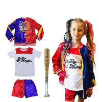 High-quality Harley Quinn cosplay costume for girls, Monster Squad outfit, jacket and pants sewn tog