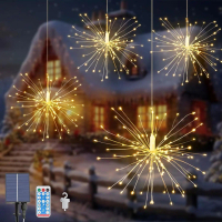 Solar Fireworks Lights Curtain Lights Christmas Outdoor Decoration Atmosphere Copper Wire LED Garden