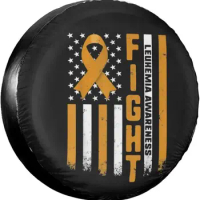 Leukemia Awareness Flag Spare Tire Cover Waterproof Dustproof Portable Tyre Cover, for RV SUV Trucks Cars Wheels, for RV SUV Tru