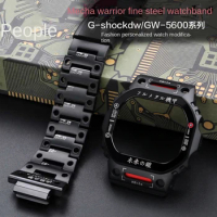 For Casio DW5600 DW-5600 GW-B5600 Mecha Modified Set MechWarrior Watchband Strap Case Precision Steel Watch Chain Bezel Bracelet