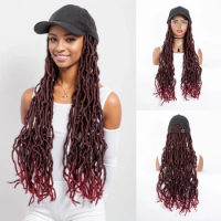 WIGERA Synthetic Sale Braided Baseball Cap TBUG Wig 24inch Soft Nu Faux Locs Wigs Hair Extensions With Hat For Afro Black Women