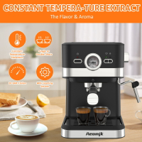 跨境出口110V半自動咖啡機一體家用復古式濃縮壓萃取打奶泡咖啡機