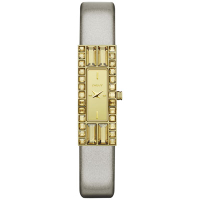 DKNY 延展時尚晶鑽都會仕女腕錶-皮帶-鏡面金/40mm