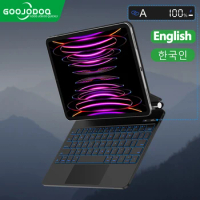 GOOJODOQ Magic Keyboard Case for iPad Pro 11 12.9 12 9 iPad Air 5 Air 4 10.9 Backlight LCD Display Keyboard Smart Cover Korean