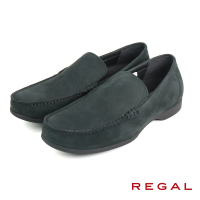 REGAL 經典素面麂皮低跟懶人休閒鞋 黑色(JZ15-BL)