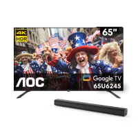 【AOC】65型 4K HDR Google認證 液晶顯示器 聲霸組-不含基本安裝(65U6245+AB405)
