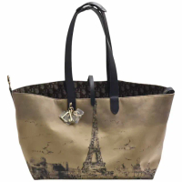 【Dior 迪奧】經典Toujours系列巴黎主題圖案帆布手提/肩背托特包(大-米/黑色M2820OZBP_M918)