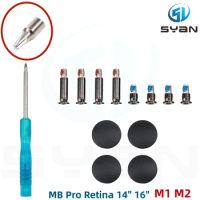 SYan New for Macbook Pro Retina 14" 16" M1 M2 A2442 A2779 A2485 A2780 Bottom Case Screws Sets W/ Rubber Feet Foot Screwdriver