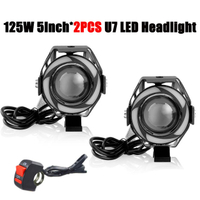 125W รถจักรยานยนต์ Angel Eyes 5นิ้ว U7ไฟหน้า LED DRL Spot ไฟหน้าหลอดไฟรถจักรยานรถจักรยานยนต์ไฟตัดหมอ