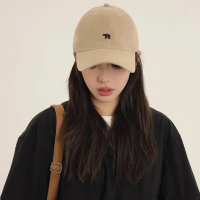 【LEESA】鴨舌帽\棒球帽\軟頂帽\遮陽帽\情侶帽\帽子\老帽\美式復古\北極熊刺繡\顯小臉\防曬透氣