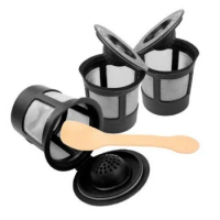 3 PCS Reusable Stainless Steel Filter Coffee Filter Capsule for Keurig 1.0 and 2.0 K200 250 Brewer Coffee Maker with a Spoon
