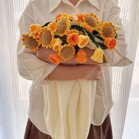 成品向日葵花束毯田園花毯手工編織鈴蘭花毯玫瑰花束毯子批發毛毯