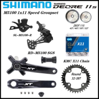 SHIMANO Deore M5100 1X11 Speed Derailleurs Groupset 11S Shift Lever SL RD X11 Chain ZEOT 11S Cassette Racework Crankset