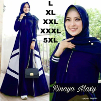 Gamis Jumbo Terbaru Rinaya L XL XXL XXXL 4XL LD UP TO 140 - L, Hijau