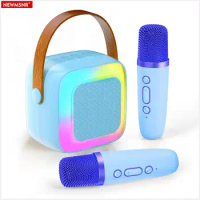 Mini Home Karaoke Machine Portable Bluetooth 5.3 PA Speaker System with 2 Wireless Microphones Home Family Singing Gifts for Kid