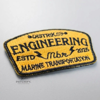 Patchify Bordir Engineering Marine Transportation Distrik 59 Est. Mbre 2025 Kuning Hitam Logo