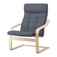 POÄNG 扶手椅, 實木貼皮, 樺木/gunnared 藍色