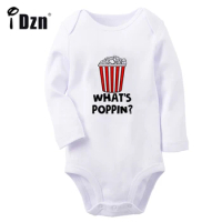iDzn NEW What's Poppin Baby Boys Fun Popcorn Rompers Baby Girls Cute Bodysuit Infant Long Sleeves Jumpsuit Newborn Soft Clothes